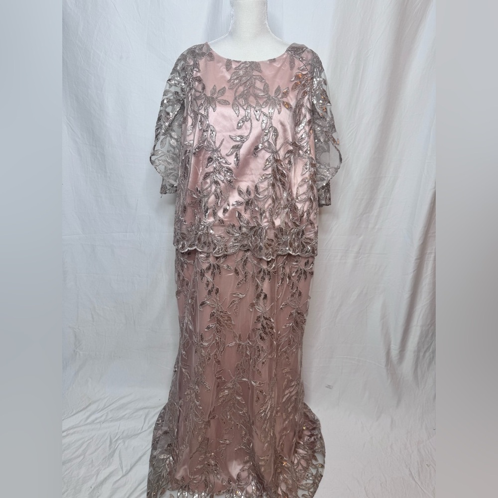 Brianna Womens 14W Sequin Embroidery Long Evening Dress Formal New - Picture 5 of 9